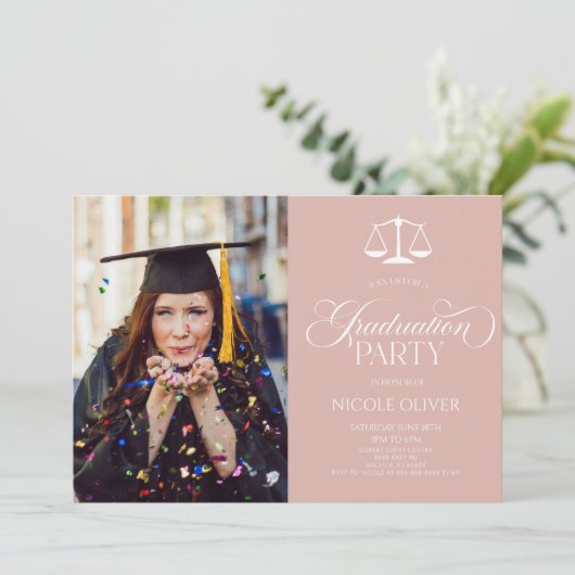 弁護士エレガントスケールカスタム写真卒業 招待状 (スタンド正面)