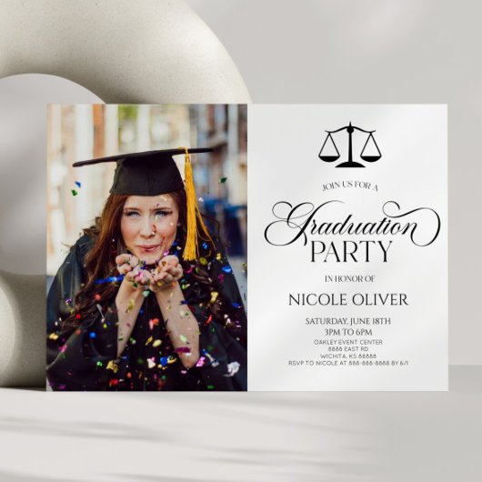 弁護士エレガントスケールカスタム写真卒業 招待状