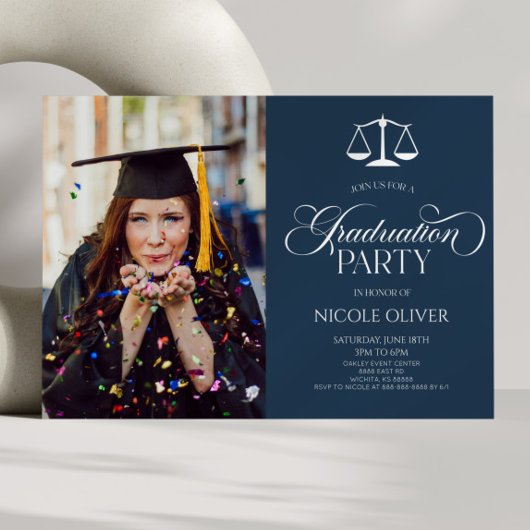 弁護士エレガントスケールカスタム写真卒業 招待状