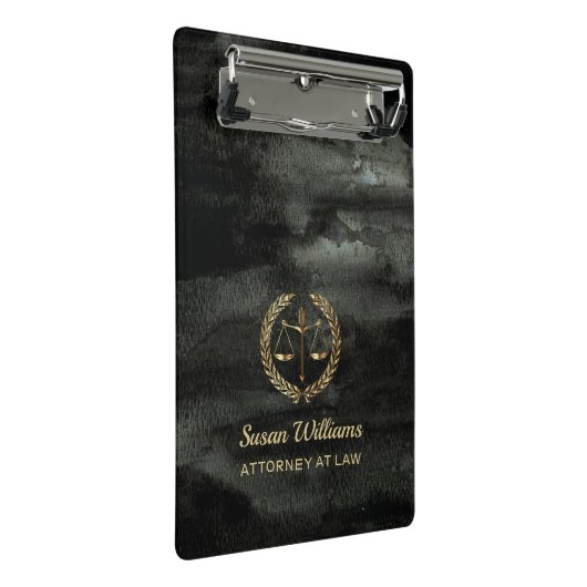 弁護士エレガントブラックと金ゴールドアクアレ ミニクリップボード (アングル)