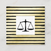 弁護士エレガントブラック金ゴールドホフ絵を描ストライプの スクエア名刺 (正面)