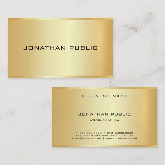 弁護士エレガントプロフェッショナルフェイク金ゴールドテンプレート 名刺 (正面/裏面)