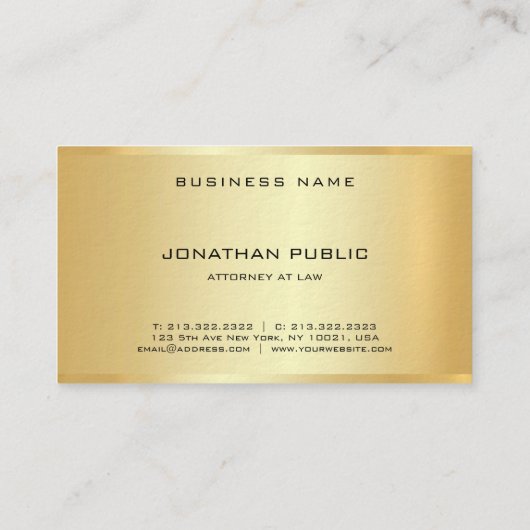弁護士エレガントプロフェッショナルフェイク金ゴールドテンプレート 名刺 (裏面)