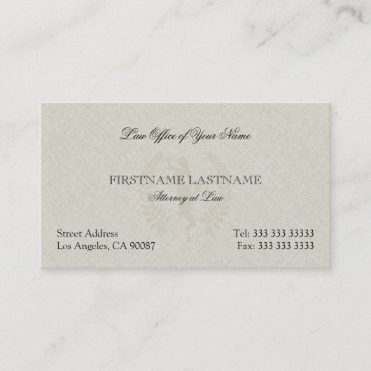 弁護士オフィスベージュリネン名刺 名刺 (正面)