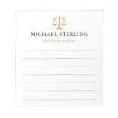 弁護士クラシックオブはかりで測ジャスティスブラック金ゴールド ノートパッド (正面)