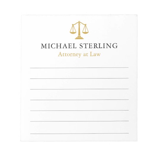 弁護士クラシックオブはかりで測ジャスティスブラック金ゴールド ノートパッド (正面)