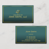 弁護士クラシー金ゴールドフレームグリーン弁護士 名刺 (正面/裏面)