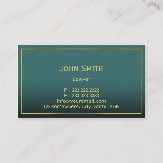 弁護士クラシー金ゴールドフレームグリーン弁護士 名刺 (裏面)