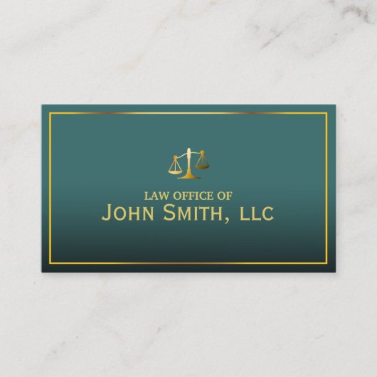 弁護士クラシー金ゴールドフレームグリーン弁護士 名刺 (正面)