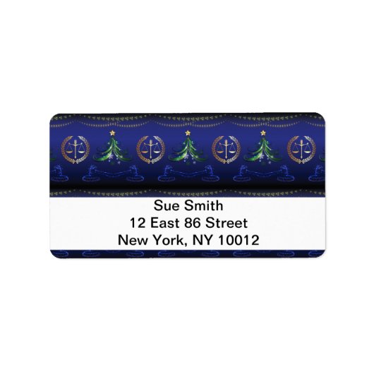 弁護士クリスマスツリーエレガント ラベル (正面)
