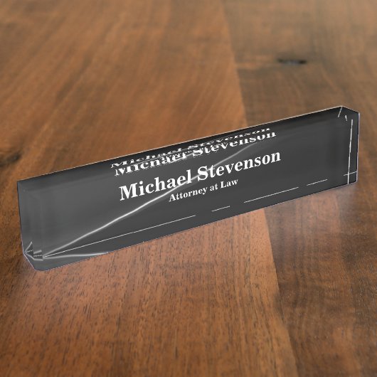 弁護士グレイエレガントモダン机用ネームプレート デスクネームプレート (側面)
