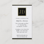 弁護士ゴールデンブラック/金ゴールドスクエアモノグラムプラーク 名刺 (裏面)