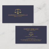 弁護士シンプル金ゴールドスケール(青) 名刺 (正面/裏面)