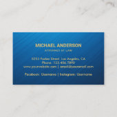 弁護士シンプル金ゴールドスケール(青) 名刺 (裏面)