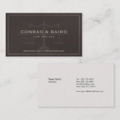 弁護士ジャスティスはかりで測ダークブラウンリネンルック 名刺 (正面/裏面)