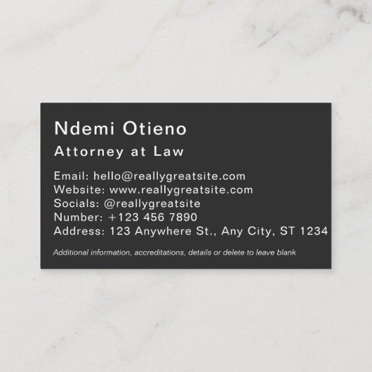 弁護士ジャスティススケールブラックビジネスカード 名刺 (裏面)