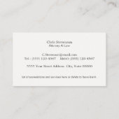 弁護士ジャスティススケール伝統的ヴィンテージスタイル 名刺 (裏面)