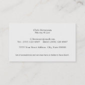 弁護士ジャスティス伝統的スケール白黒 名刺 (裏面)