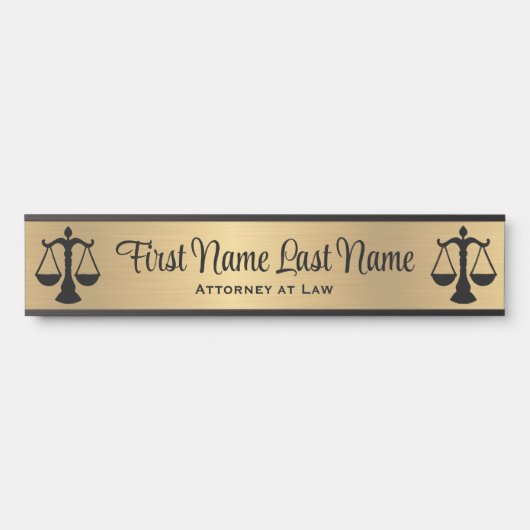 弁護士ドアシンボルや象徴弁護士金ゴールドロングネーム サインプレート (正面)