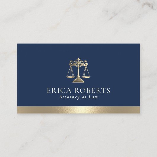 弁護士ネイビー&金ゴールドジャスティススケール弁護士 名刺 (正面)