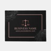 弁護士バラ金ゴールドスケールオブジャスティスブラックフローラ ドアマット (正面)