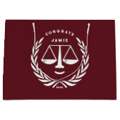 弁護士パーソナライズされたおめでとうラージ抱き枕 ラージペーパーバッグ (正面)