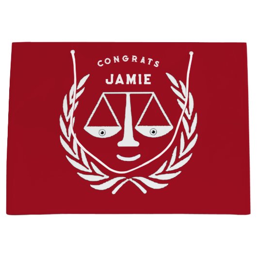 弁護士パーソナライズされたおめでとうラージ抱き枕 ラージペーパーバッグ (正面)