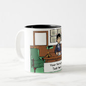 弁護士パーソナライズされた、弁護士 – 男性の漫画 ツートーンマグカップ (正面左)