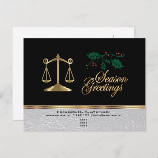 弁護士ビジネスクリスマス – 季節の挨拶 シーズンポストカード (正面/裏面)