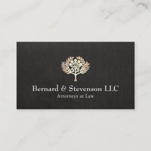 弁護士フェイク金ゴールドリーフとブラックリネン 名刺 (正面)