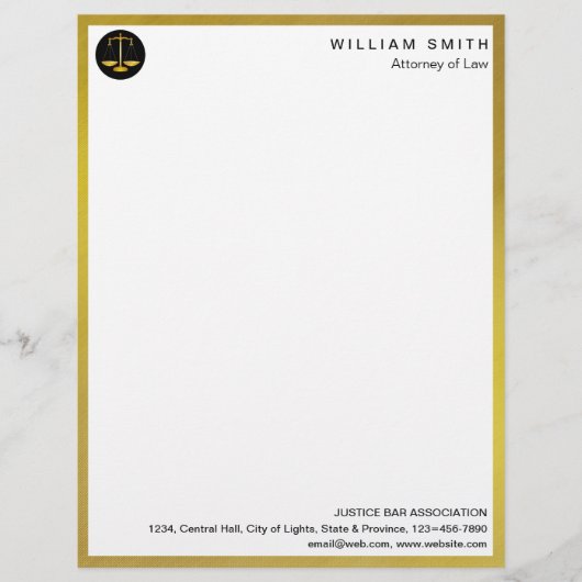 弁護士フェイク金ゴールド規模の弁護士法務 レターヘッド (正面)