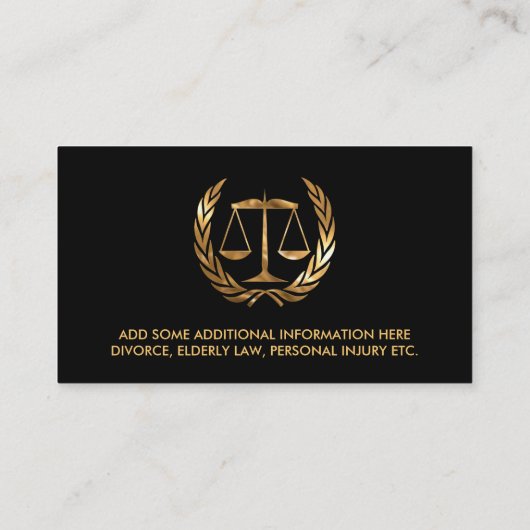 弁護士ブラックと金ゴールド 名刺 (裏面)
