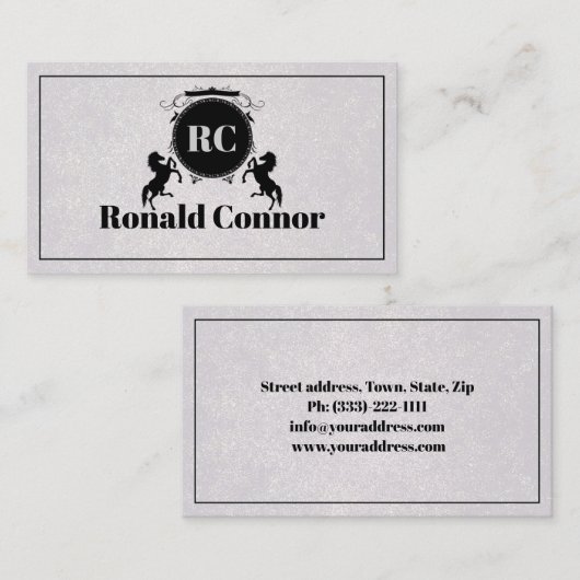 弁護士ブラック王室のウマの紋章 名刺 (正面/裏面)