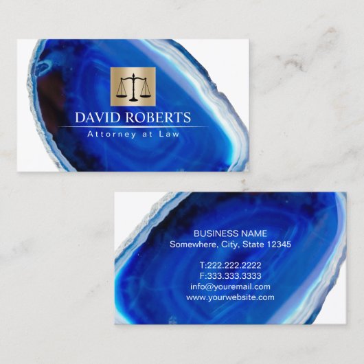 弁護士ブルーモダンアゲートストーン弁護士 名刺 (正面/裏面)
