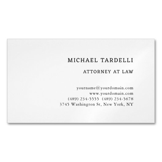 弁護士ミニマルクラシカルスト厚 マグネット名刺 (正面)