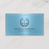 弁護士モダンシルバーフレーム青い弁護士 名刺 (正面)