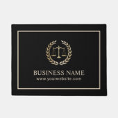 弁護士モダン事務所ブラック&金ゴールド ドアマット (正面)