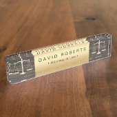 弁護士モダン金ゴールド&ウッド弁護士 デスクネームプレート (側面)