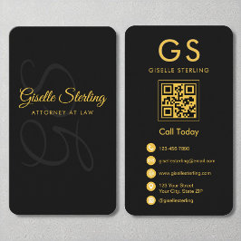 弁護士モノグラムブラック金ゴールドQRコード 名刺