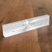 弁護士ラグジュアリー、スローガン付きの光沢のあるクロムルック デスクネームプレート (側面)