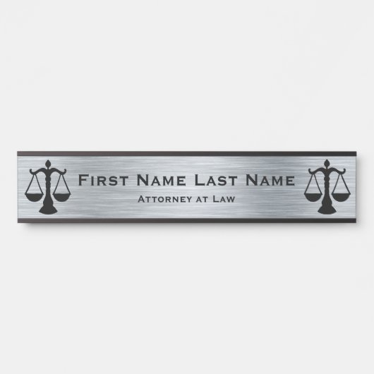 弁護士事務所用ドアサイン 銀色 サインプレート (正面)