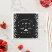 弁護士卒業パーティーブラックシルバー スタンダードカクテルナプキン (インサイチュ)