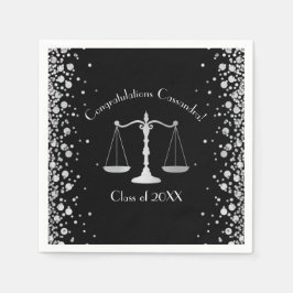 弁護士卒業パーティーブラックシルバー スタンダードカクテルナプキン