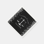 弁護士卒業パーティーブラックシルバー スタンダードカクテルナプキン (角)