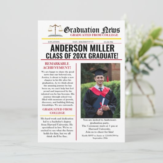 弁護士卒業新聞大ユニーク学 招待状 (スタンド正面)