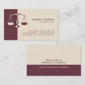 弁護士弁護士のバーガンディのプロフェッショナルカード 名刺 (正面/裏面)