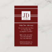 弁護士弁護士の暗いさくらんぼの白くストライプのなペンダント 名刺 (裏面)