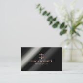 弁護士弁護士の正義の金属のばら色の金ゴールドのスケール 名刺 (スタンド正面)