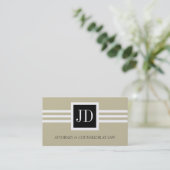 弁護士弁護士の法律事務所のモノグラムのタンの金ゴールドの紙 名刺 (スタンド正面)