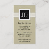 弁護士弁護士の法律事務所のモノグラムのタンの金ゴールドの紙 名刺 (裏面)